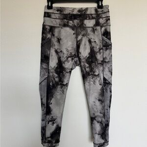 Calia Gray Marble-Print High-Waist Leggings